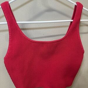 Babaton Vibrant Pink Ribbed Top